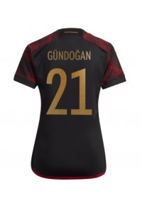 Saksa Ilkay Gundogan #21 Jalkapallovaatteet Naisten Vieraspaita MM-kisat 2022 Lyhythihainen